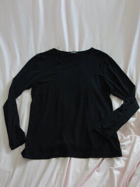 Lace Black Stretchy Long Sleeve Crew Neck Top